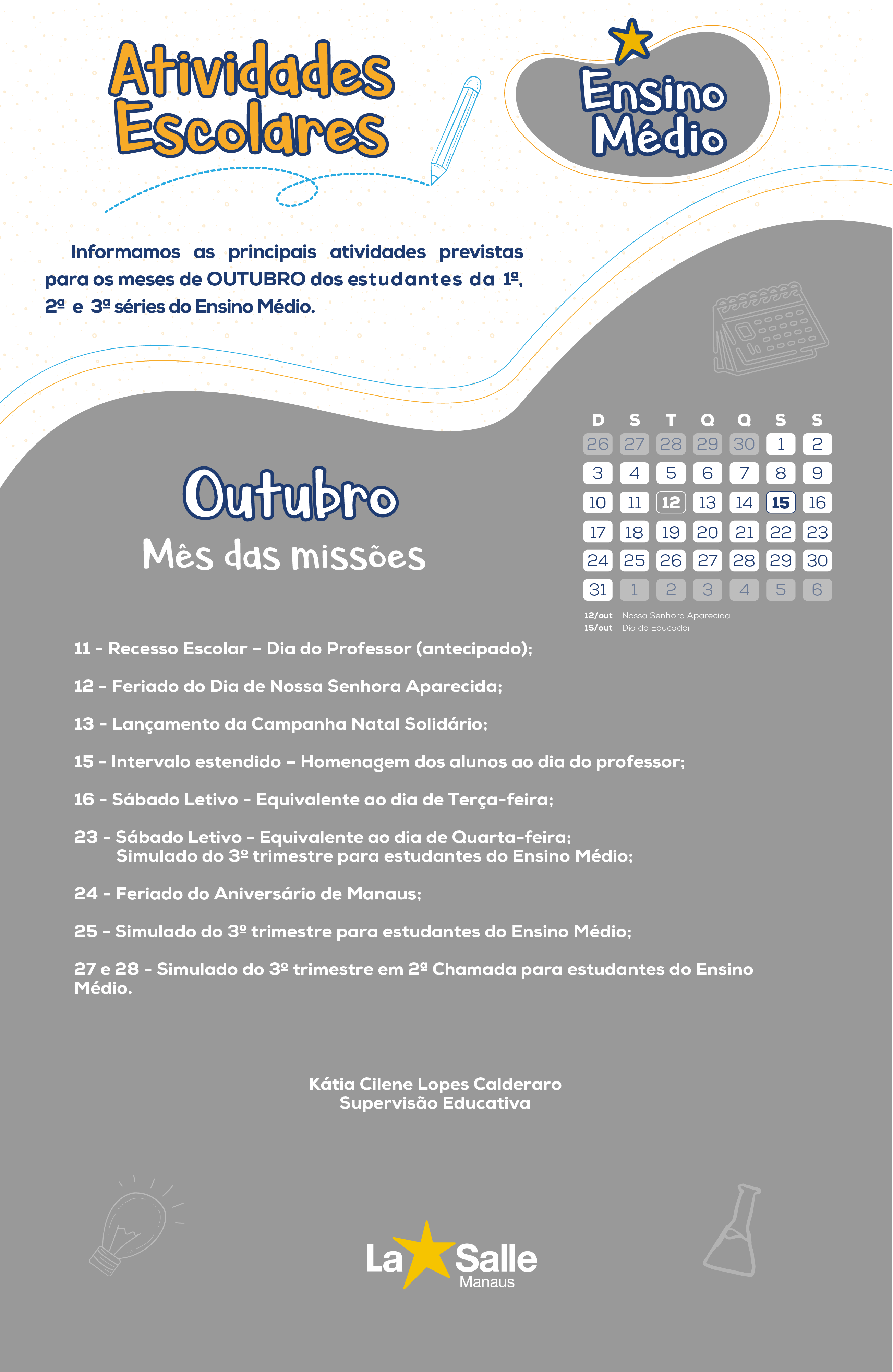 Calendário de atividades - Ensino Médio